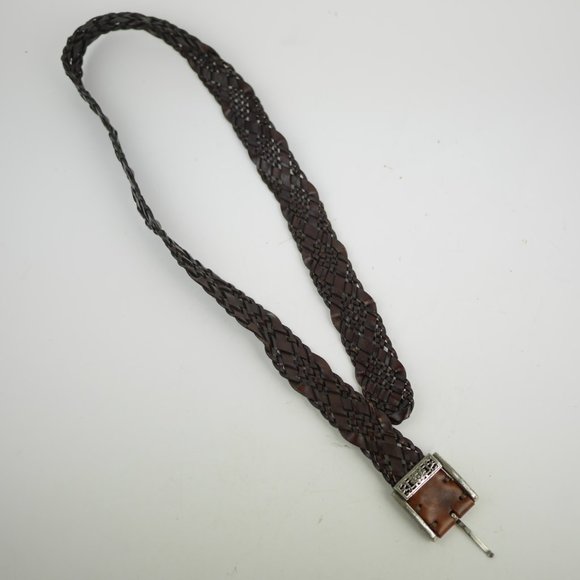 COLUMBIA Brown leather woven braided leather belt main image 10